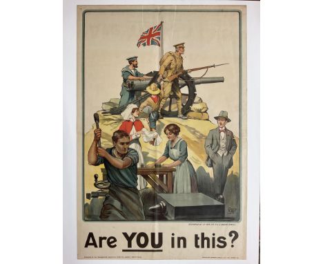 A WW1 issue Baden Powell, Are You In This Poster, printed by Johnson Riddle &amp; Co. 76 x 51cm (fold marks).