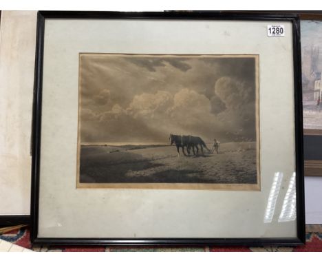 A framed and glazed lithograph signed in Pencil Joesph Kilpatrick ( the Plough Team),