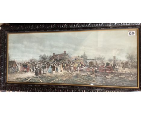 A photogravure print of The first railroad train on the Mohawk and Hudson road. By Edward Larson Henry, 1841-1919, 99 x 46cm