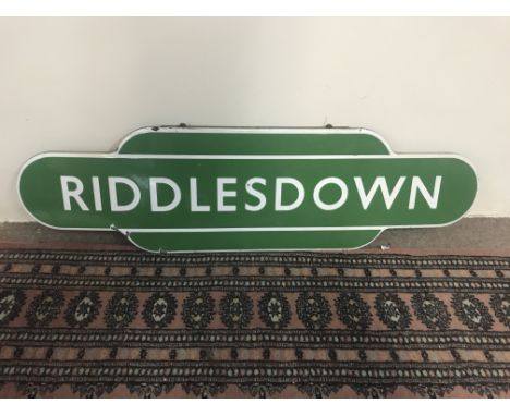 A enamel railway sign Riddlesdown 92 cm by 28 cm .