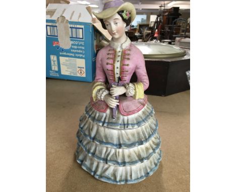 A tobacco box I n the form of a Victorian lady.