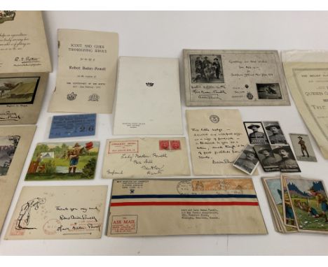 A collection of Scouting related memorabilia including the signature of Olive Baden Powell.