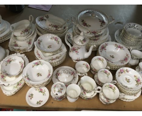 An extensive Royal Albert tea and dinner service in Moss Rose pattern, first quality.