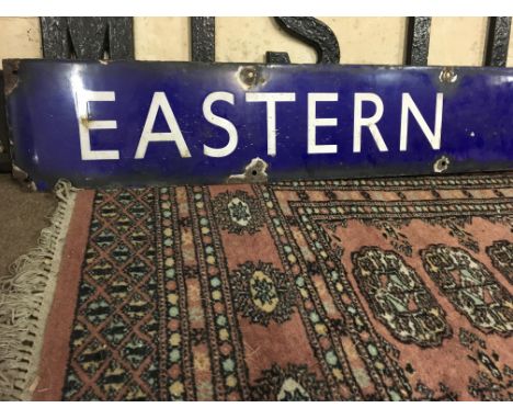A blue enamel Railway sign Eastern Railway .165 cm by 14 cm