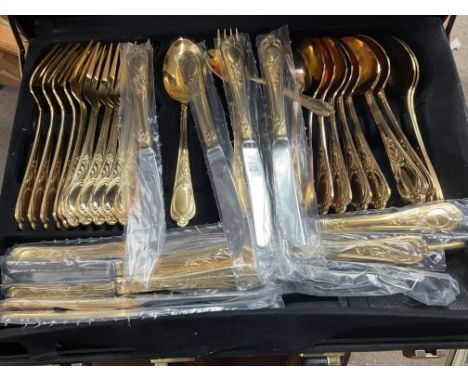 A cased Soligen gilt cutlery set.