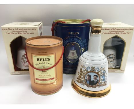 Five bottles of Bell's Scotch whisky.