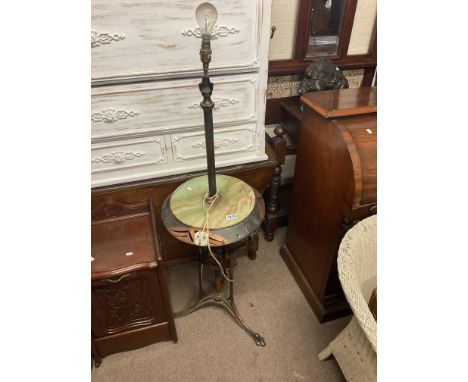 A copper art nouveau table standard lamp. 130cm.