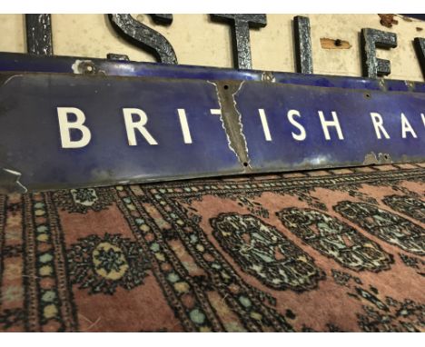 A blue enamel Railway sign British Railways .128 cm x 15 cm .