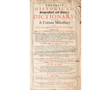 [Collier (Jeremy)], et al., The Great Historical, Geographical and Poetical Dictionary; Being a Curious Miscellany of Sacred 