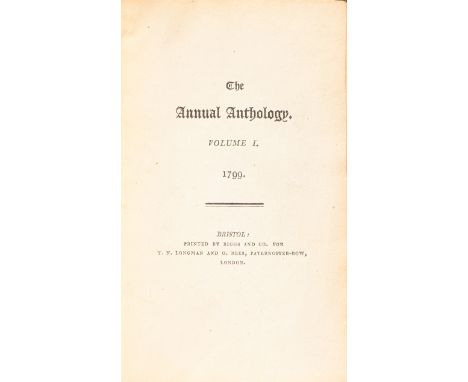 Poetry and Provincial Imprints.&nbsp;[Southey (Robert, editor)], The Annual Anthology, volume I only, first edition, Bristol: