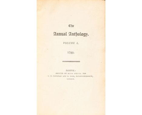 Poetry and Provincial Imprints.&nbsp;[Southey (Robert, editor)], The Annual Anthology, volume I only, first edition, Bristol: