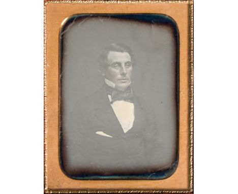 Photography. An American half-plate daguerreotype portrait of a gentleman, c. 1850-56, half-length, seated and slightly turne
