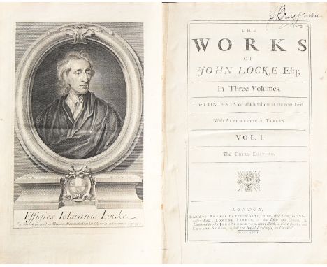 Ireland &amp; Enlightenment Philosophy. Locke (John), The Works, three-volume set, third edition, London: Printed for Arthur 