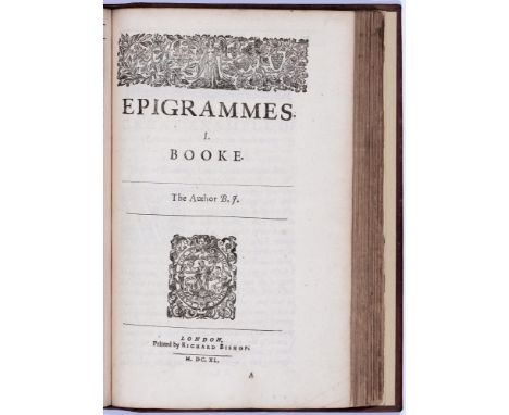 Jonson (Benjamin "Ben"), The Works, volume I only (of 3), 2 parts, second edition, London: Printed by Richard Bishop, and are