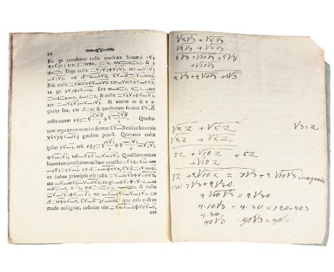 Mathematics.&nbsp;Setterlin (Anders) &amp;&nbsp;Lagerlöf (Anders), D.D. Dissertatio Mathematica de Radicibus Surdis [...], so