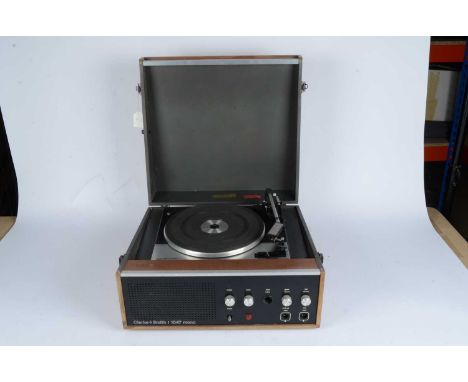 Record Player, Clarke + Smith 1047 mono Record Player with a Garrard SP25 MkIV deck casing is marked and worn in places, unte