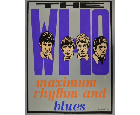 The Who - 'Maximum Rhythm and Blues' original painted artwork by John Judkins, signed & dated 1968, flat, 30.75 x 23.25 inche