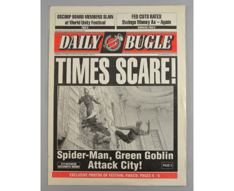 Spider-Man (2002) Original production made prop 'Daily Bugle' newspaper, seen in various scenes in the movie, 11.5 x 15 inche