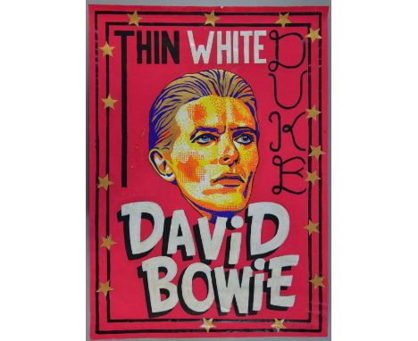 David Bowie - 'Thin White Duke' original painted artwork by John Judkins, signed & dated 1978, flat, 27.25 x 19.5 inches Prov