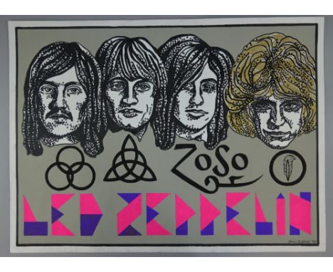 Led Zeppelin - 'Zoso' original painted artwork by John Judkins, signed & dated '73, flat, 22 x 30 inches Provenance: I Was Lo