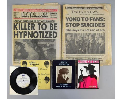 The Beatles - No. 2 flexi disc with fan club letter, John Lennon 'In His Own Words' first edition & 'A Spaniard In The Works'