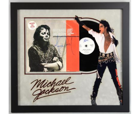 Michael Jackson 'I Just Can't Stop Loving You' signed vinyl LP cover, framed & mounted in presentation display, 22 x 25 inche