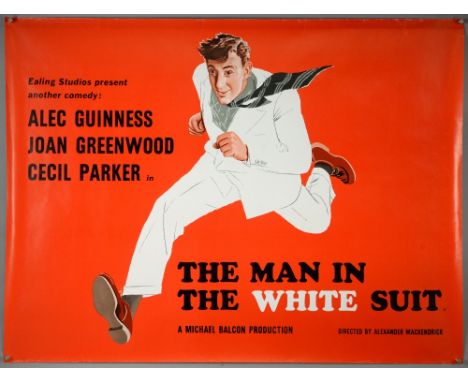 The Man In the White Suit (R-1980's) British Quad film poster, Ealing Studios comedy starring Alec Guinness, rolled, 30 x 40 