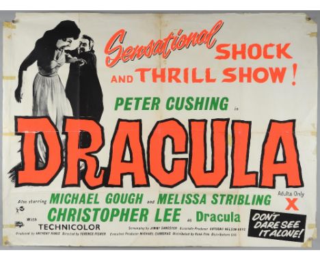 Dracula (R-1963) British Quad film poster, directed by Terence Fisher & starring Christopher Lee & Peter Cushing, Rank, folde