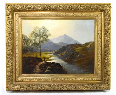 K GILBERT; oil on canvas, rural scene, signed and dated lower left 1885, 59 x 44cm, framed.