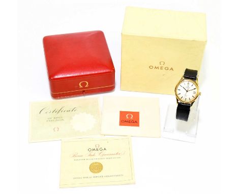 OMEGA; a gentleman's 18ct gold cased automatic chronometer Constallation wristwatch, the silvered dial set with batons and su