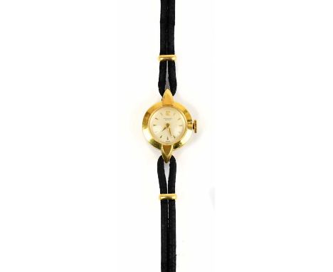 INTERNATIONAL WATCH COMPANY; a lady's 18ct gold wristwatch with Arabic and baton numerals, in leather case. Condition Report: