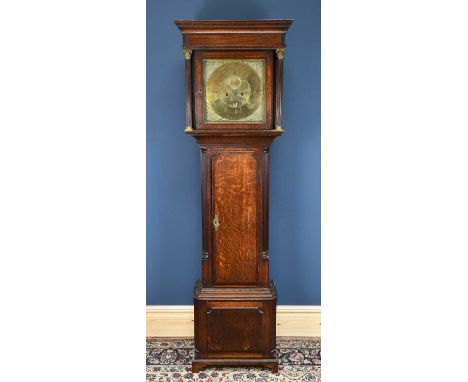 HENRY WATSON, BLACKBURN; an 18th century oak cased eight day longcase clock, the brass face with applied chapter ring bearing