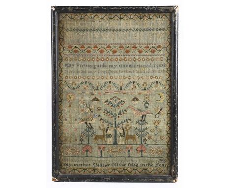 A George III needlework sampler, worked 'Eleanor Oliver aged 14 taught by E Hopper My mother Eleanor Oliver died in the year 