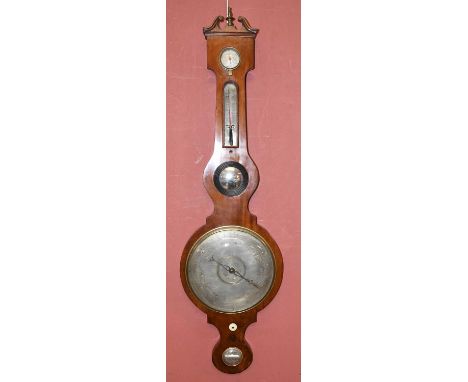 C.A CANTI HIGH HOLBORN; an early 19th century mahogany wheel barometer with engraved silvered dial, concave mirror thermomete