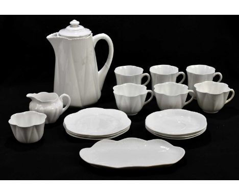 SHELLEY; a sixteen piece part tea service in the 'Dainty' pattern, with moulded detailing and in plain white.