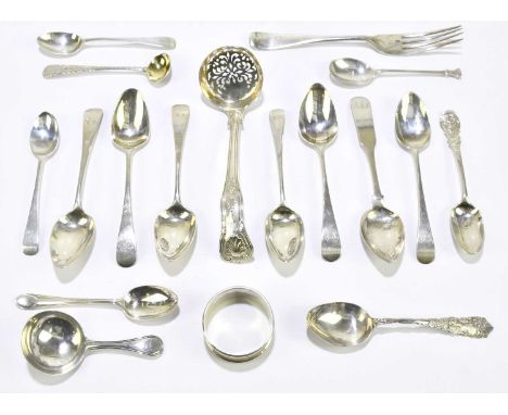 PETER &amp; ANN BATEMAN; a George III hallmarked silver caddy spoon of plain form, London 1798, together with a collection of