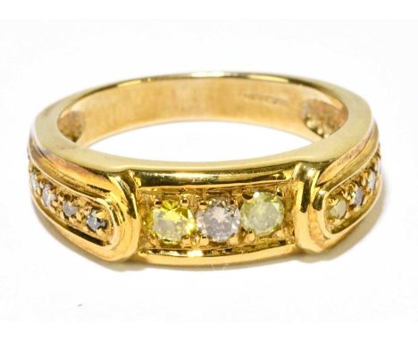 A 9ct yellow gold diamond and peridot ring, size N, approx. 5g. 