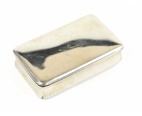 THOMAS SHAW; a George IV hallmarked silver snuff box of plain rectangular form and with traces of gilt wash to the interior, 