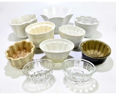 A collection of ten assorted jelly moulds to include Ironstone, ceramic and glass examples (10).