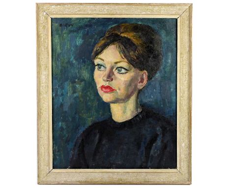 † EMMANUEL LEVY (1900-1986), oil on canvas, portrait of a lady with red lipstick, signed upper left, 60 x 50cm, framed.