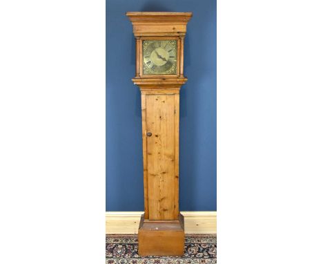 MARSH HIGHWORTH; a George III thirty hour Provincial pine longcase clock, with matted centre and brass Roman numeral chapter 