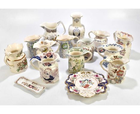 MASONS; a collection of twelve modern printed jugs, together with various other Masons items and other decorative china wares