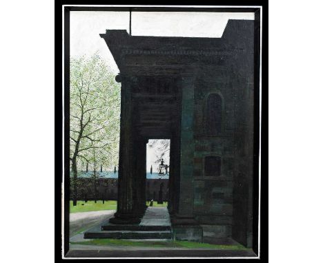 DEREK WILKINSON (1929-2001); oil on board, 'Wellington Road, Stockport', signed, 90 x 68cm, framed. 