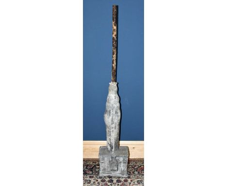A late 18th century lead drain pipe hopper, with moulded detailing and cast iron core, height 162cm.