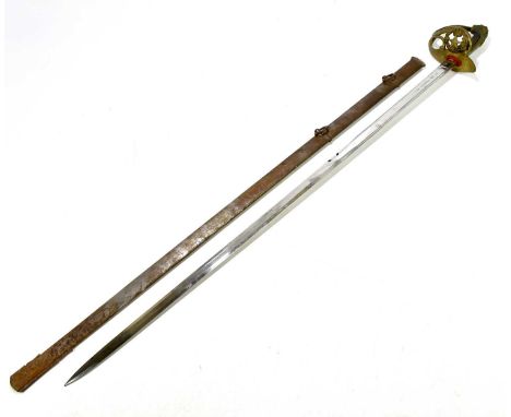 TOLEDO; a Spanish officer's 1873 pattern sword and scabbard, overall length 100cm.