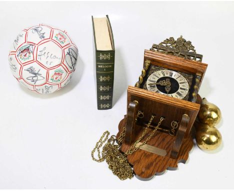 LIVERPOOL INTEREST; a reproduction oak and brass wall clock presented to the vendor by officials at Anfield on 7th August 198