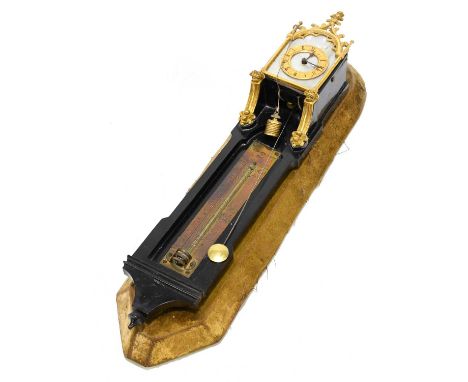 A 19th century combination timepiece and thermometer modelled as a 17th century bracket clock, the timepiece with Roman numer