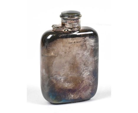 A George V hallmarked silver hip flask, with screw cap, Birmingham 1924, height 11.5cm, approx. 5ozt/158g. Condition Report: 