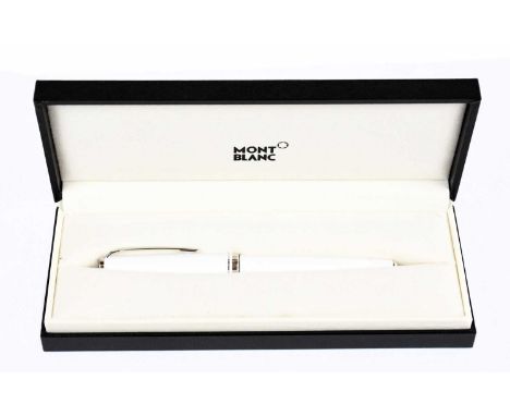 MONTBLANC; an unused white Cruise collection rollerball pen, box and paperwork.