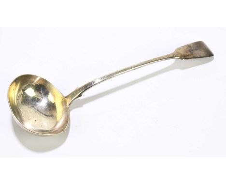 CHAWNER &amp; CO; a Victorian hallmarked silver soup ladle, London 1896, length 32cm, approx weight 8.34ozt/259g.Condition Re